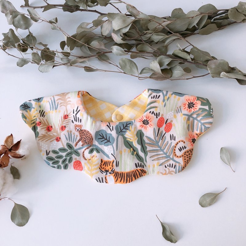 島森家 / 雲朵圍兜兜 / 雙面 / 雨林 - 圍兜/口水巾 - 棉．麻 卡其色