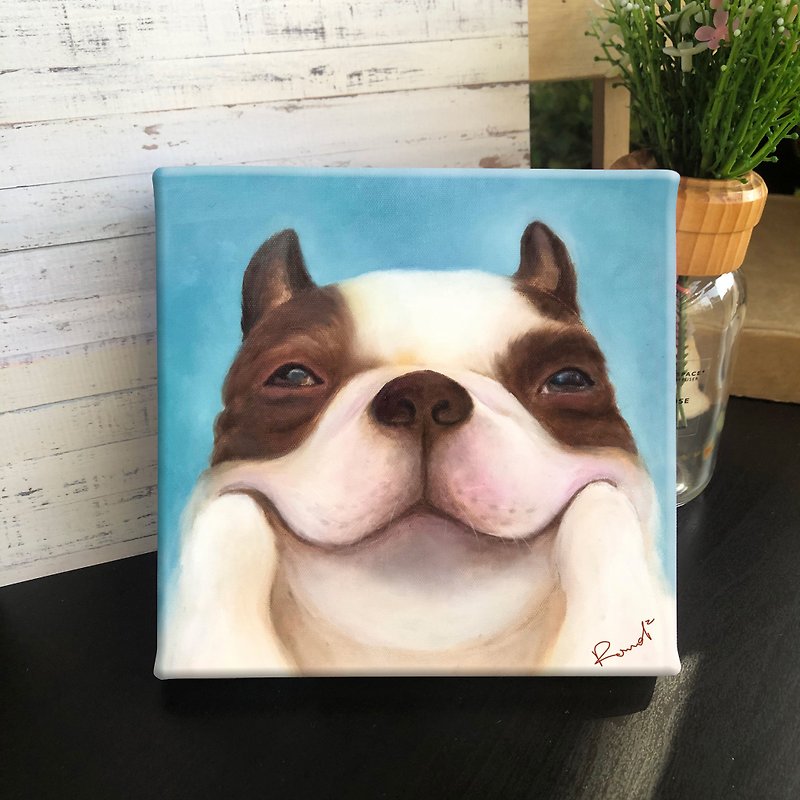 【Smile animal series – Bulldog】replica painting - Posters - Waterproof Material Gray