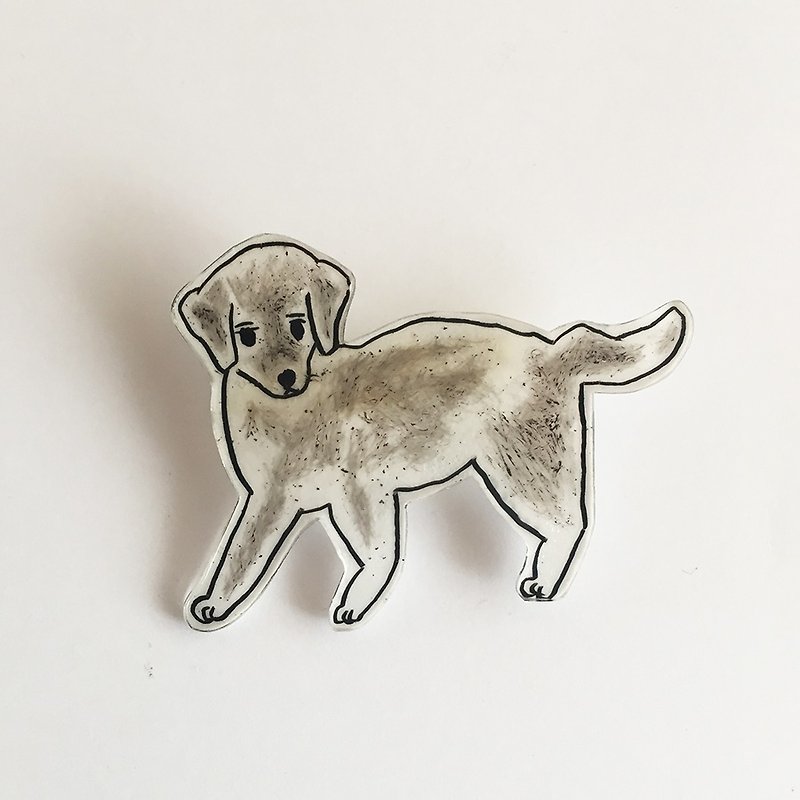 Labrador Retriever's Plaven brooch - เข็มกลัด - พลาสติก สีเทา