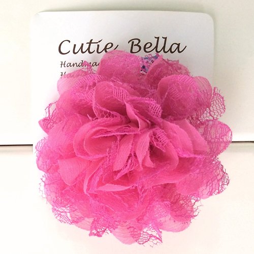Cutie Bella 美好生活精品館 Cutie Bella 手工髮飾全包布 Lace Camellia 蕾絲茶花髮夾-Rose