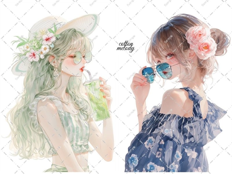 original sticker no.6286 人物ステッカー オリジナルステッカー 人物ステッカー 女の子ステッカー オリジナル人物ステッカー - 貼紙 - 紙 