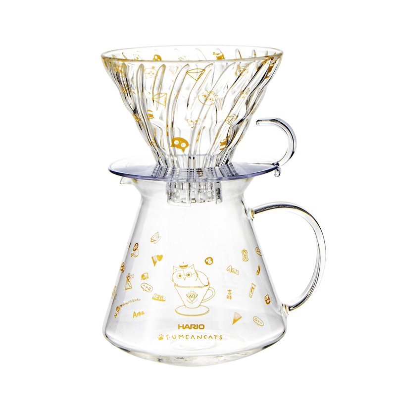 V60黃阿瑪玻璃手沖組 - 咖啡壺/咖啡周邊 - 玻璃 多色