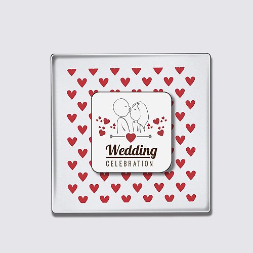 PRINT+SHAPE 壓克力 LED 婚禮邀請卡 方形紅白Wedding 含紙信封 結婚禮物