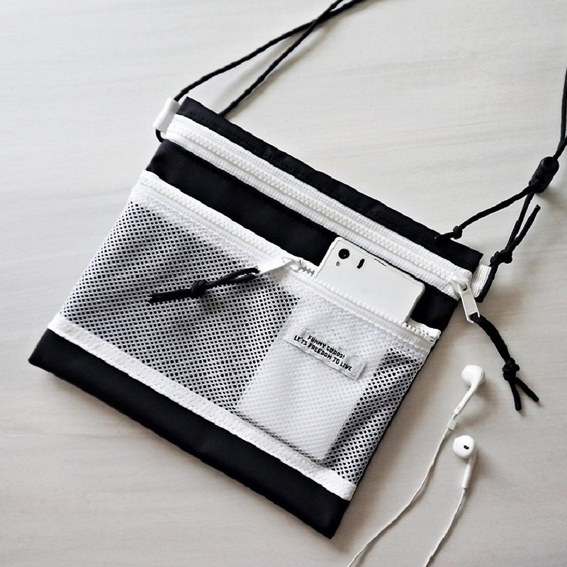 Mini Sakosh Bag Waterproof Double Fastener (whitex Mesh) - Messenger Bags & Sling Bags - Nylon Black