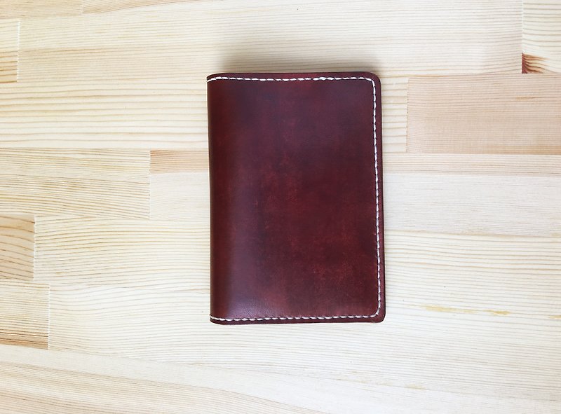 [Miao Ji] Hand-sewn vegetable tanned leather passport cover_red brown - ที่เก็บพาสปอร์ต - หนังแท้ 