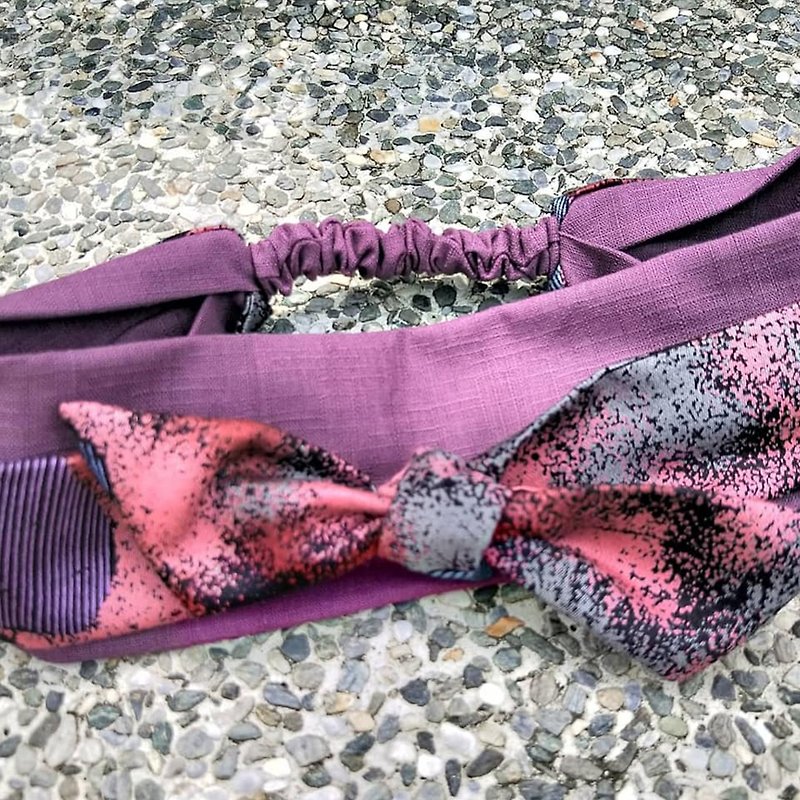 Double-layer hair band (elastic/tie)-plain purple/rust spots - เครื่องประดับผม - ผ้าฝ้าย/ผ้าลินิน สีม่วง
