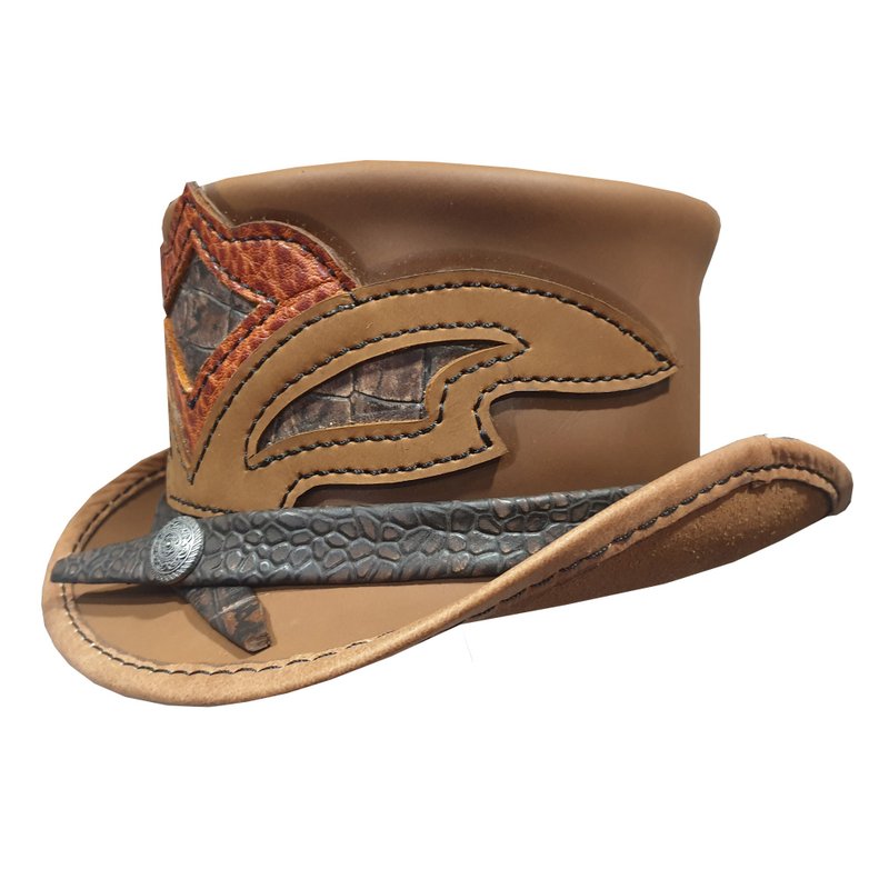 The Storm Brown Leather Top Hat - 帽子 - 真皮 咖啡色