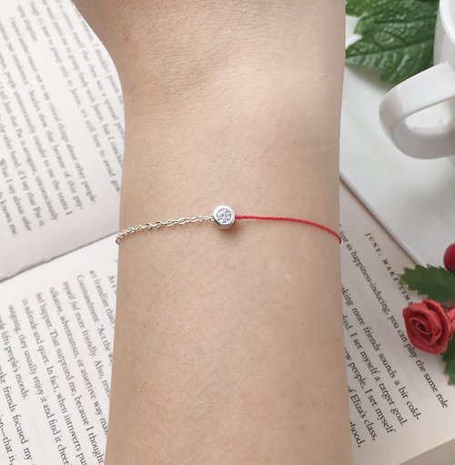 STERLING SILVER BRACELET ETERNITY SOLID 925 WITH RED STRING B000171R 