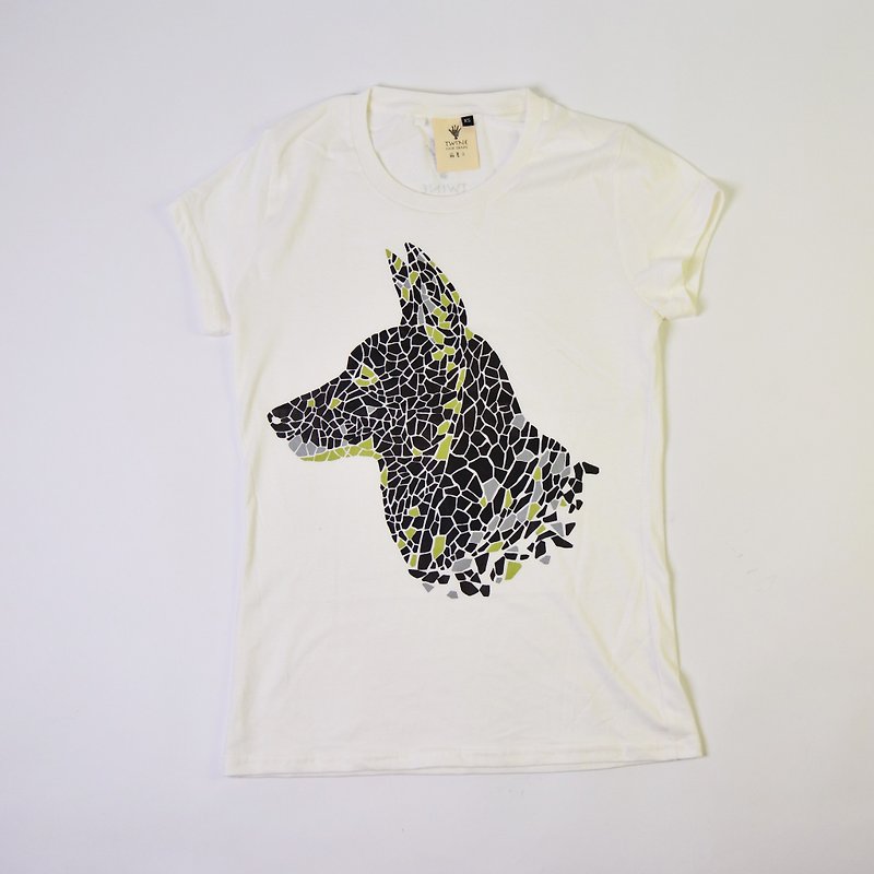 Organic cotton shirt - Taiwan dog - female version - fair trade - เสื้อยืดผู้หญิง - ผ้าฝ้าย/ผ้าลินิน ขาว