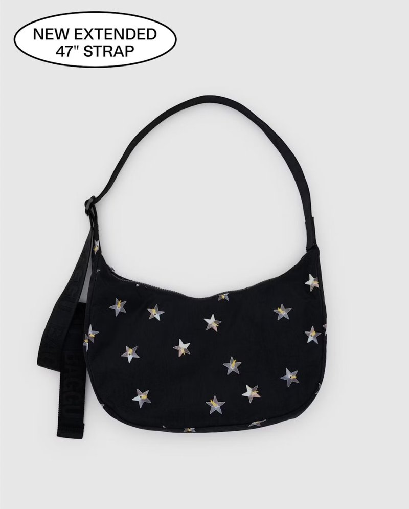 BAGGU - Nylon Crossbody Moon Bag - Stars - กระเป๋าแมสเซนเจอร์ - วัสดุกันนำ้ สีดำ