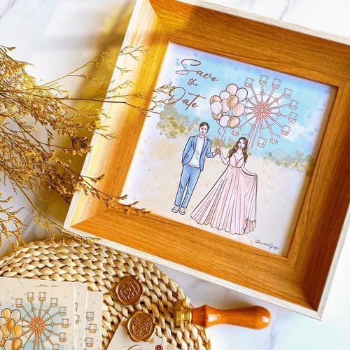 Unicorn Gugi 插畫似顏繪 【加購印刷品】質感方形實木框畫 /送禮首選/婚禮佈置