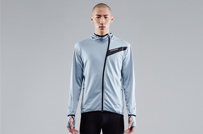 【SUPERACE】中層內刷毛咖啡紗跑步外套3.0 男款 - 外套/大衣 - 聚酯纖維 藍色