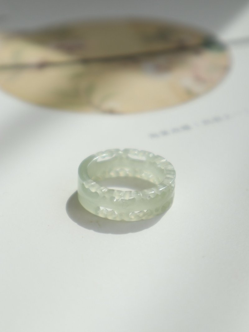 天然冰底晴水料和田玉戒指心連心愛心戒指指環玉質細膩送女友禮物 - 戒指 - 玉石 