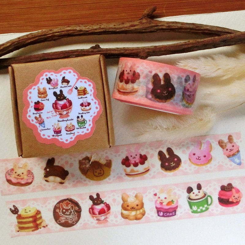 Masking Tape-Dessert Bunny - มาสกิ้งเทป - กระดาษ สึชมพู