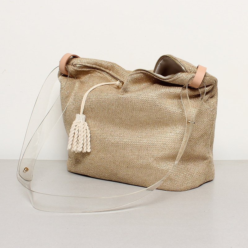 Dumpling bag Tote bag Large capacity Daily Super easy to use - กระเป๋าแมสเซนเจอร์ - ผ้าฝ้าย/ผ้าลินิน สีทอง