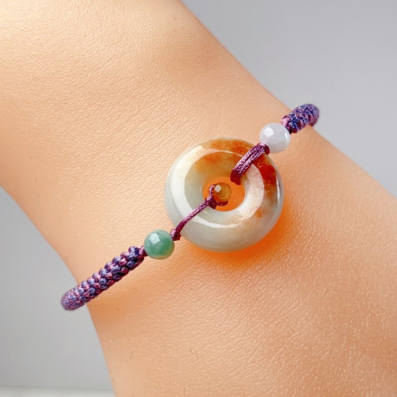 [May‧Peace] Red Jadeite Peace Buckle Braided Bracelet | Natural Burmese Jadeite A-grade - สร้อยข้อมือ - หยก หลากหลายสี