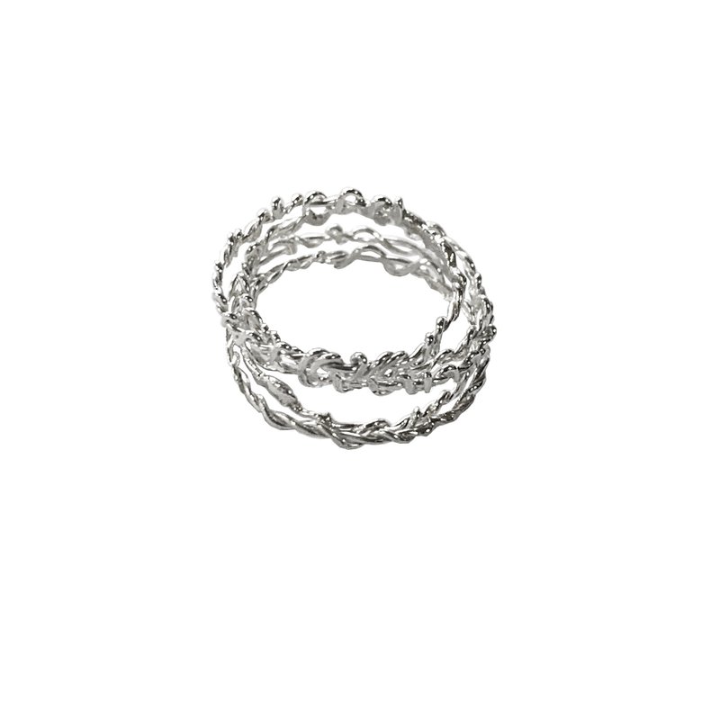 Wave thin sterling silver Ring 3set - 戒指 - 純銀 銀色