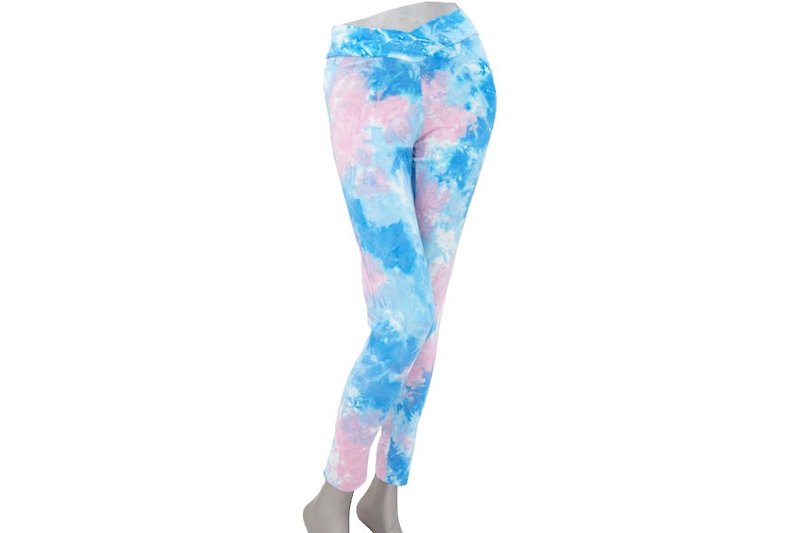 Superb comfort! Uneven dyed stretch leggings Long pants <Ocean Pink> - กางเกงขายาว - วัสดุอื่นๆ สีน้ำเงิน