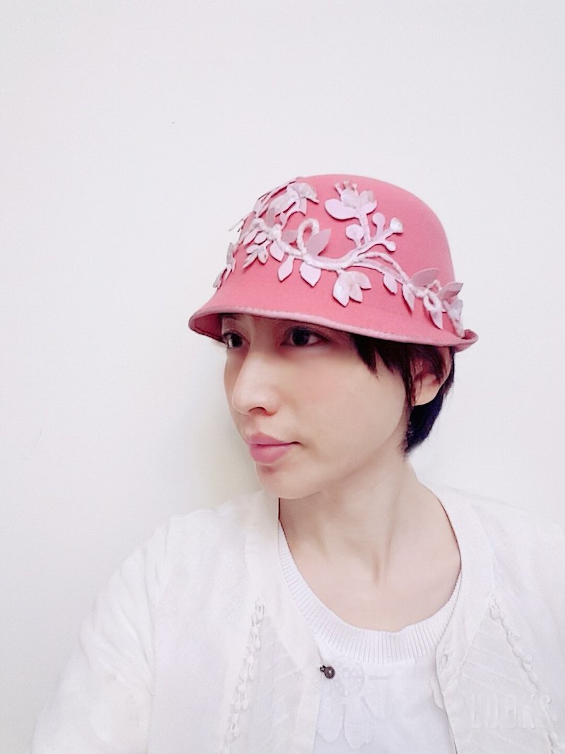 *Little Bird Forest*Pink Felt Hat - หมวก - ขนแกะ สึชมพู