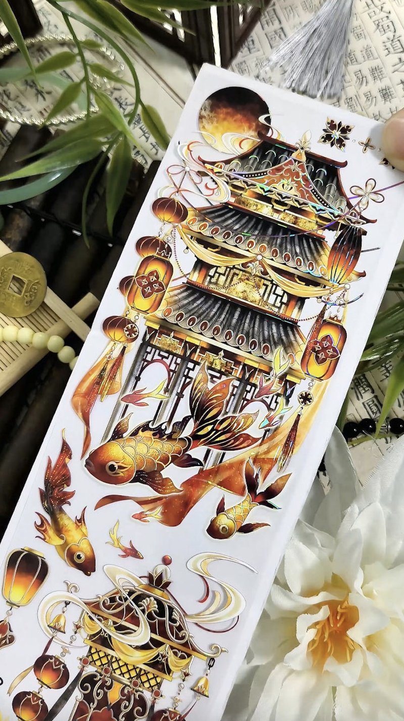 華燈錦夜 PET 紙膠帶 貝殼光 5米卷 - 紙膠帶/和紙/PET - 其他材質 多色
