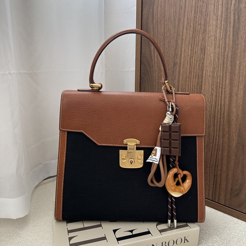 GUCCI 古馳 布料 × 豬皮 Kelly 手提包 - 手提包/手提袋 - 真皮 咖啡色