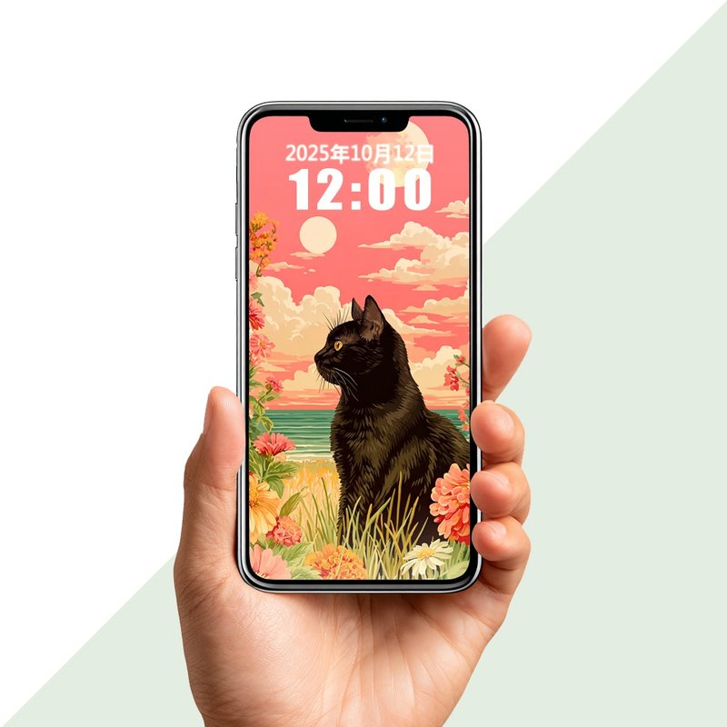 草原裡的望陽貓2 插畫桌布套組 - 電腦手機桌布/貼圖/App 圖示 - 其他材質 