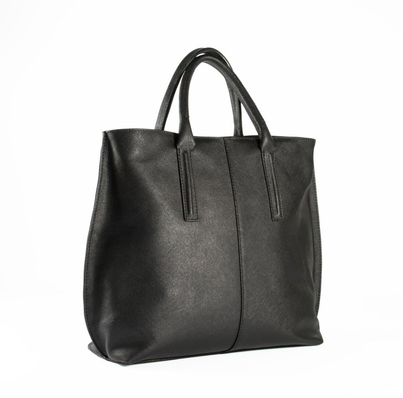 ITA BOTTEGA [Made in Italy] black leather shoulder bag - กระเป๋าแมสเซนเจอร์ - หนังแท้ สีดำ