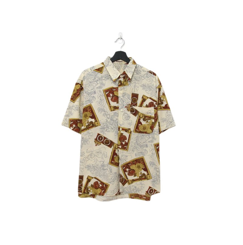 Back to Green-短袖花襯衫 復古歐風 油畫ss-47//vintage shirt - 男襯衫/休閒襯衫 - 棉．麻 