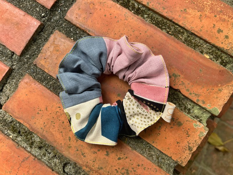 三拼荷葉髮圈 / 甜甜圈髮圈 / 花漾年華 - 髮夾/髮圈 - 棉．麻 粉紅色