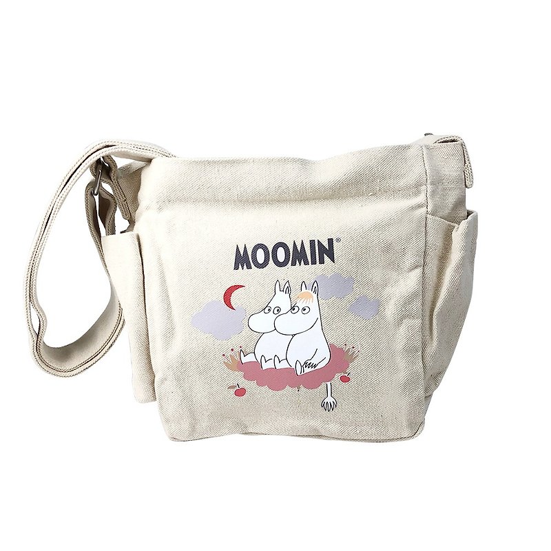 Moomin 噜噜米 authorized - retro shoulder bag (white), AE04 - กระเป๋าแมสเซนเจอร์ - ผ้าฝ้าย/ผ้าลินิน ขาว