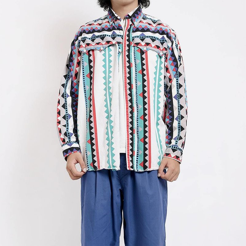 Striped Shirt 條紋襯衫 / Vintage 古著 - 男裝 恤衫 - 棉．麻 多色