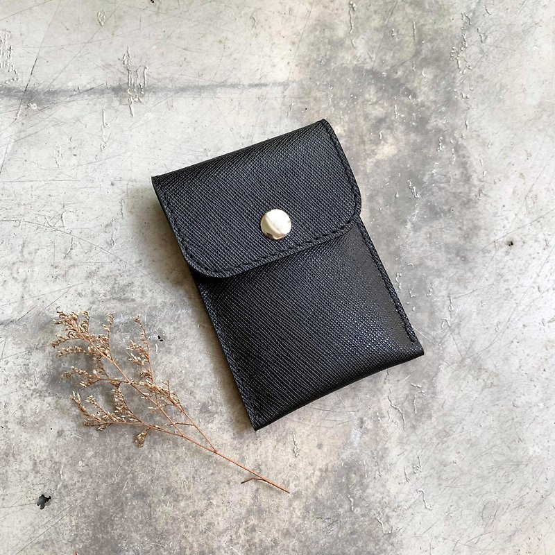 Business Card Holder Card Holder Black Cross Pattern Customized Gift - Keychains - Genuine Leather Black