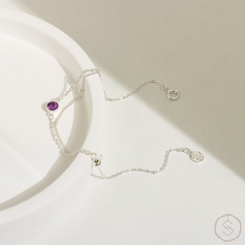 盼 | 紫水晶 S925純銀 | 天然石輕珠寶手鍊 - 手鍊/手鐲 - 水晶 紫色