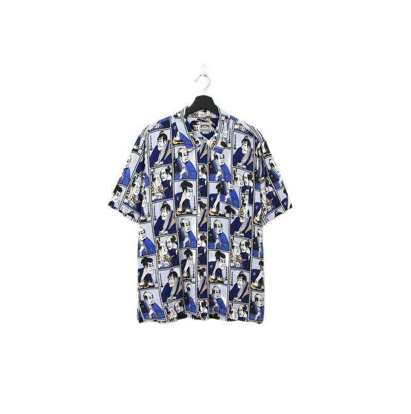 Back to Green- 袖花襯衫 棉質 浮世繪  sf-09vintage shirt - 男襯衫/休閒襯衫 - 棉．麻 