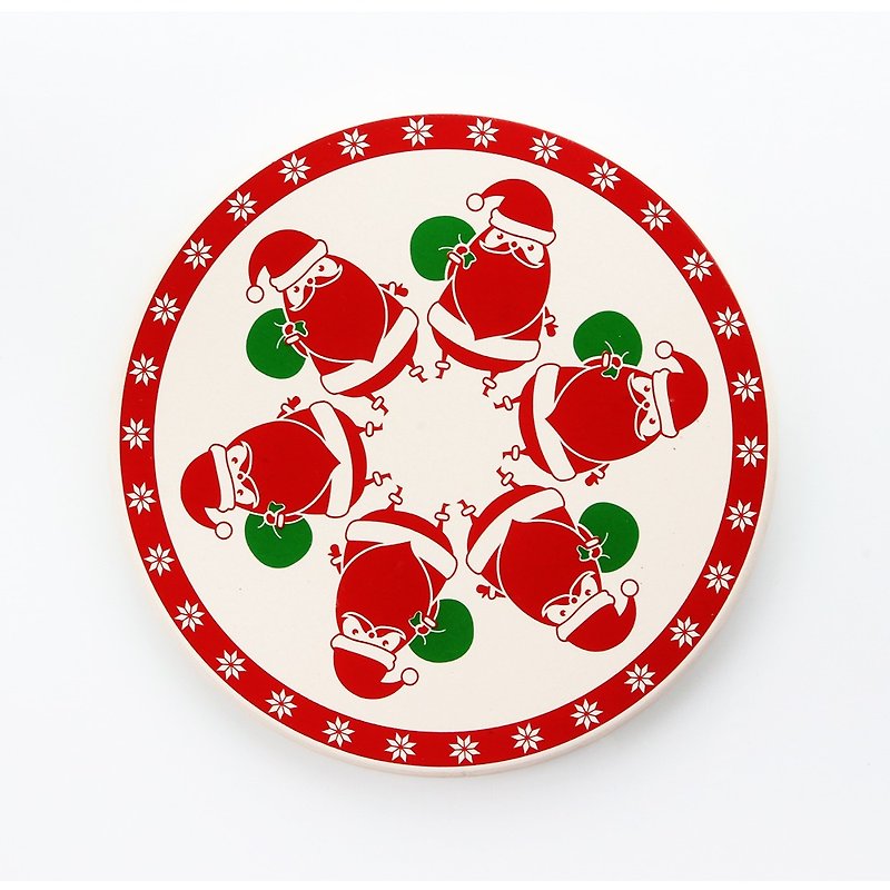 Joy Santa Water-Absorbent Coaster - Coasters - Pottery Red