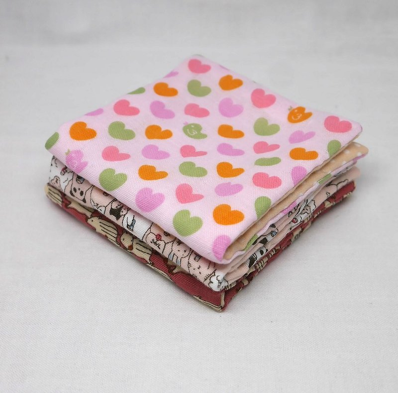 Japanese Handmade 6 layer of gauze mini-handkerchief / 3 pieces in 1unit - ผ้ากันเปื้อน - กระดาษ สึชมพู