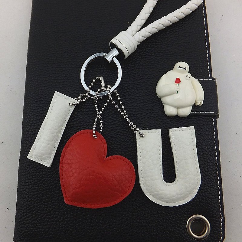 Personalized gift customization any alphanumeric heart-shaped pendant keychain bag pendant pendant pendant pendant - Keychains - Genuine Leather Multicolor