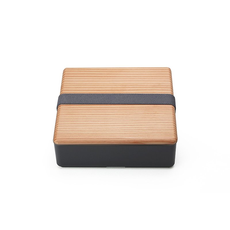 Miyoshi Manufacturing Co., Ltd. BENTO STORE Japanese Style Wooden Cover Bento Box L Charcoal Black - กล่องข้าว - เรซิน สีดำ