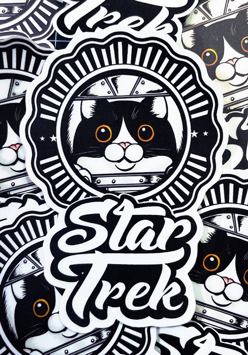 蟲蟲商號X原創設計T-shirt 太空探險貓 貓咪 貼紙 -霧面 厚磅 超耐磨貼紙 防刮 防水貼紙 車