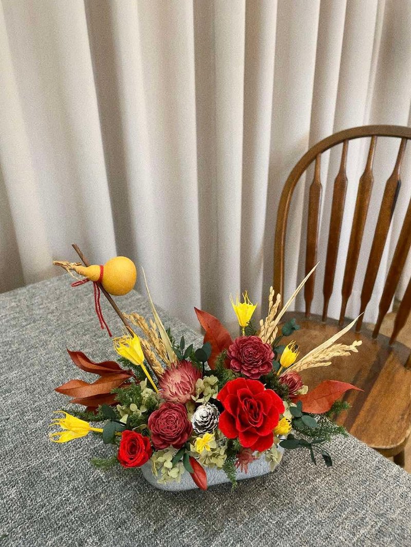 Everlasting flowers, table flowers [red and bright] New Year flower pots, opening table flowers, New Year's flower gifts, moving-in flowers - Dried Flowers & Bouquets - Plants & Flowers Red