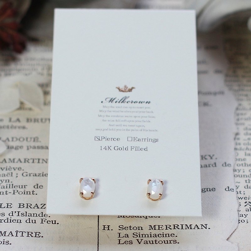 Cadre 14KGF Pierced Earrings Mother of Pearl, Both Ears - Earrings & Clip-ons - Semi-Precious Stones White