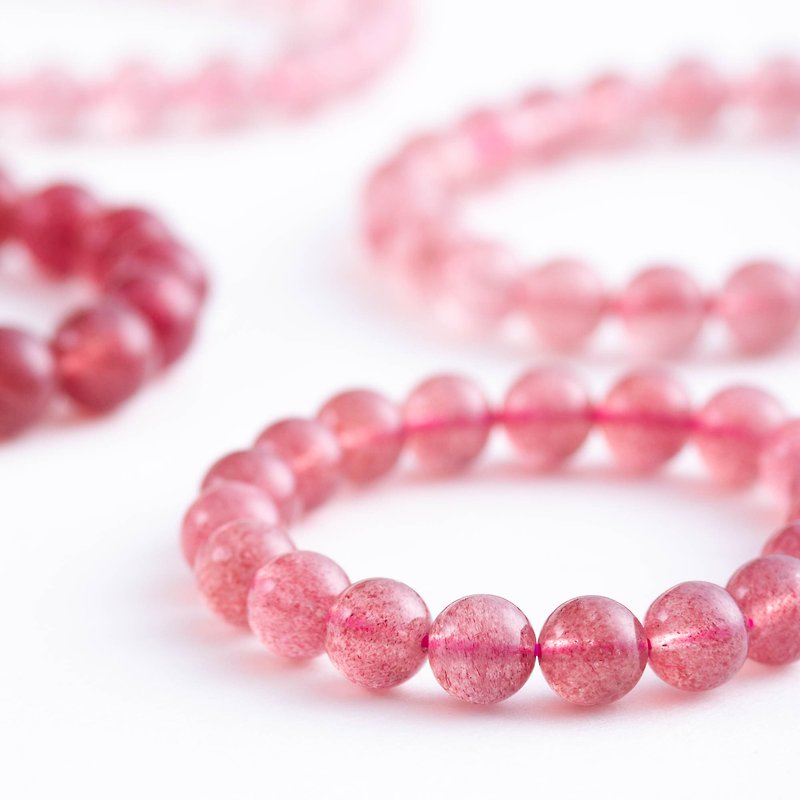 Strawberry Rose Quartz Natural Gemstone Crystal Bracelet - Bracelets - Crystal Pink
