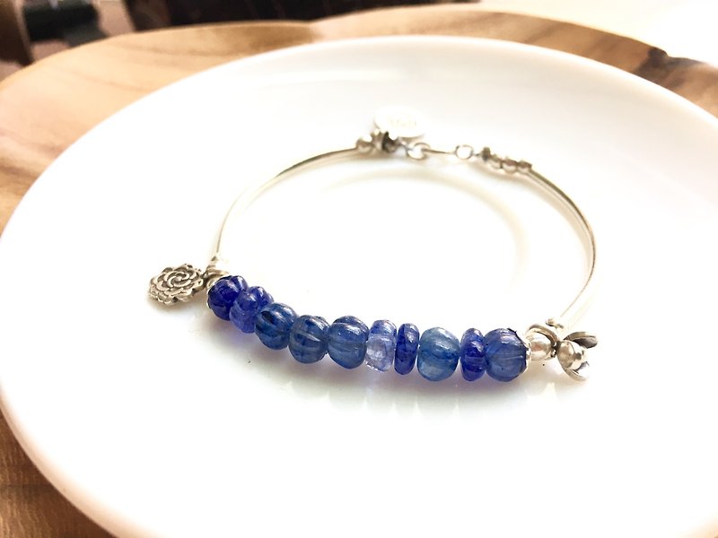  Ops Tanznite handmade elegant silver bracelet - 丹泉石/純銀/限定/手鍊/ - 手鍊/手鐲 - 寶石 藍色