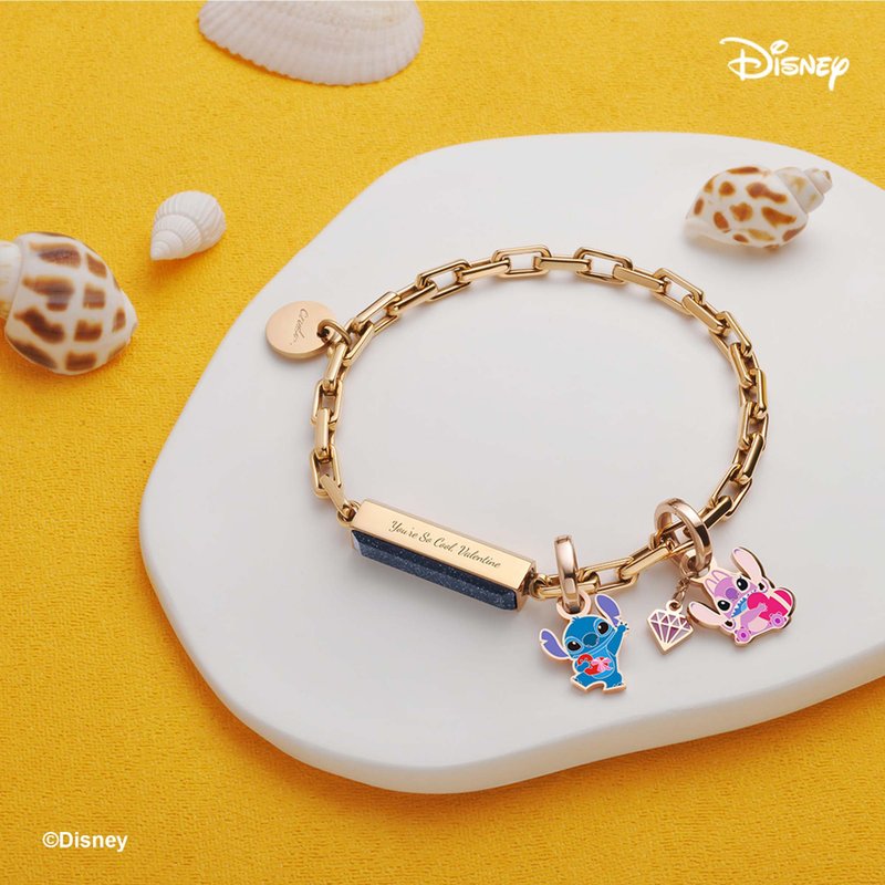 Disney Special Stitch & Angel Customized Metal Bracelet (4 Colours) - Bracelets - Other Metals Gold