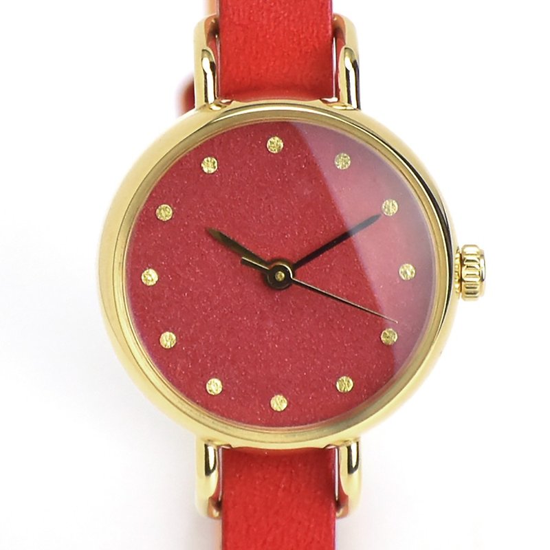 Cinnabar Red|| Rock Painting Series Women's Watch - นาฬิกาผู้หญิง - หนังแท้ สีแดง