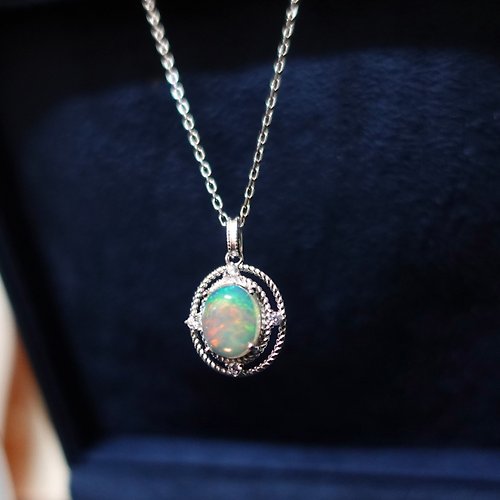 NOW jewelry 天然水晶蛋白石 繽紛絢麗變彩 純銀項鍊 簡約星空款設計 禮物