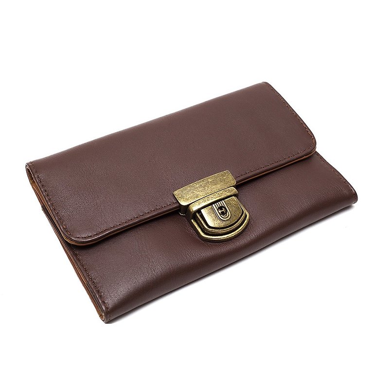 Francis Cowhide Metal Buckle Wallet Brown - Wallets - Genuine Leather Brown