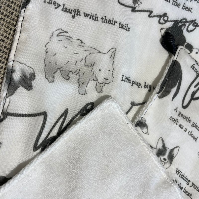 二重紗毛圈小方巾 | 狗狗滿版印花 - 毛巾/浴巾 - 其他材質 