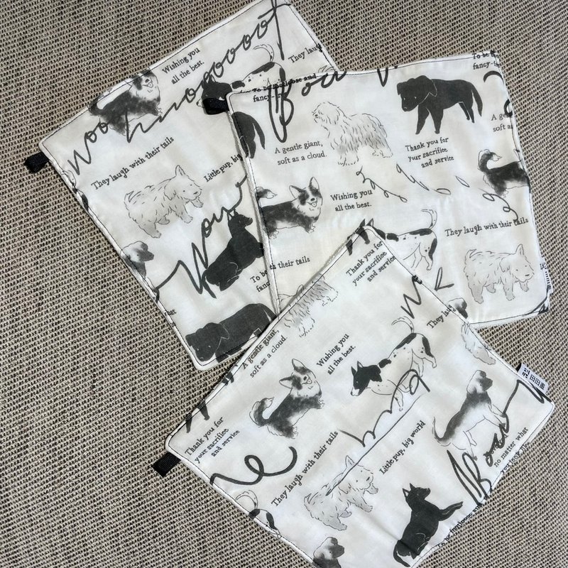 二重紗毛圈小方巾 | 狗狗滿版印花 - 毛巾浴巾 - 其他材質 
