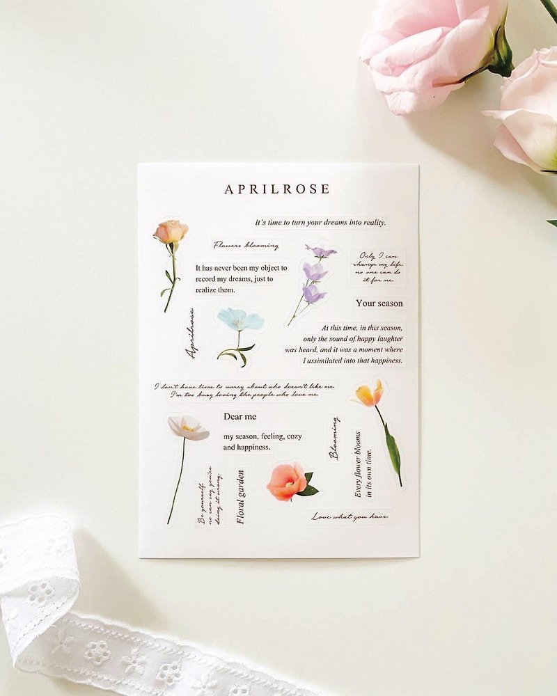 floral lettering sticker - 貼紙 - 紙 